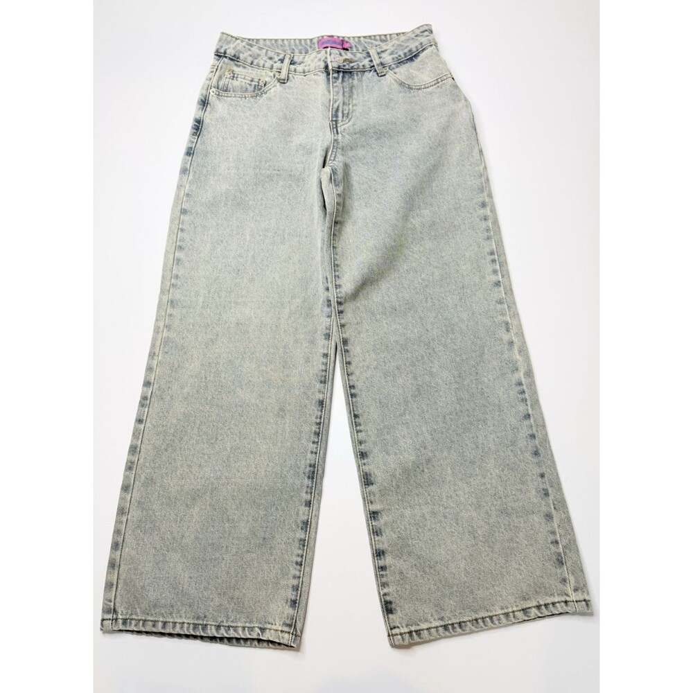 Edikted Blue Wide Leg Jeans Womens Small Acid Wash High Rise Cropped NWT